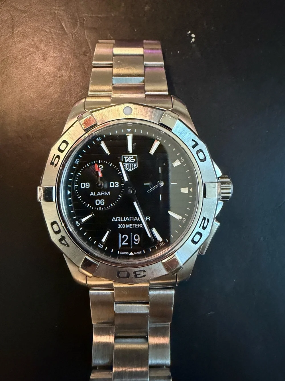 TAG Heuer Aquaracer Grande Date Alarm WAP111Z Quartz Diver — Serviced 2026